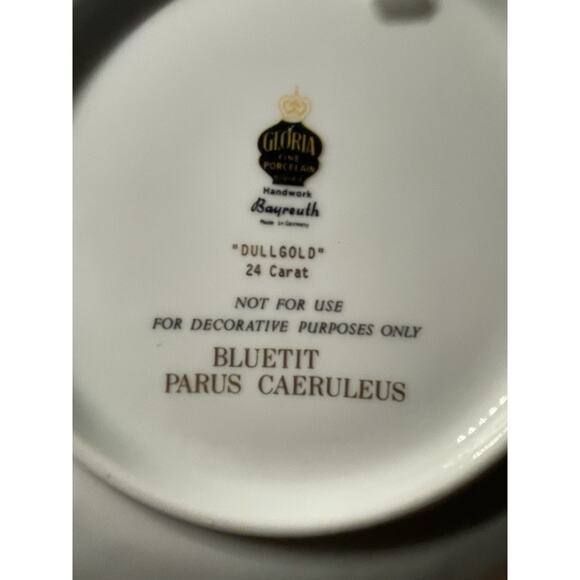 Four Gloria Porcelain Bayreuth Germany Decorative Bird Plates 24k Gold Rim - Picture 6 of 10